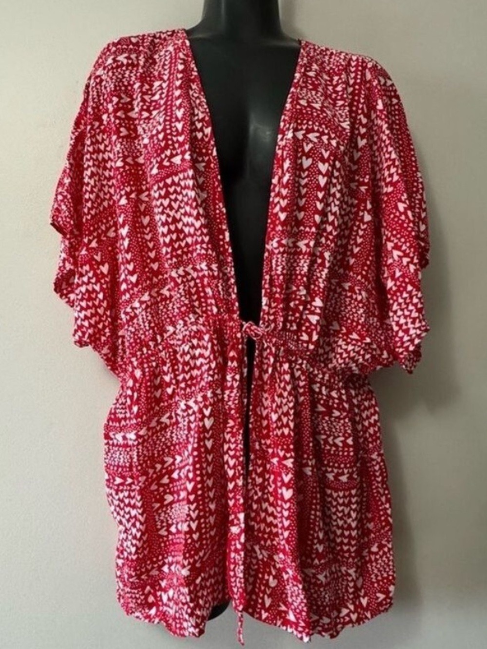 Victoria's Secret Red and White Kimono Swim Coverup